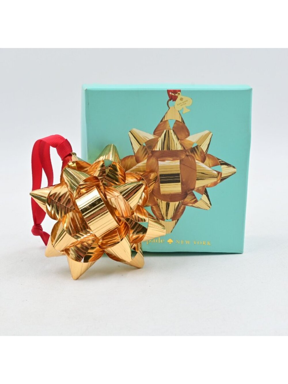 Kate Spade For Lenox Gold Metallic Bow Christmas Tree Ornament Holiday NIB